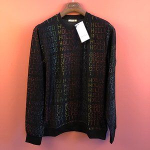 Gucci Holly Wood Men Destroyed Black Sweatshirt